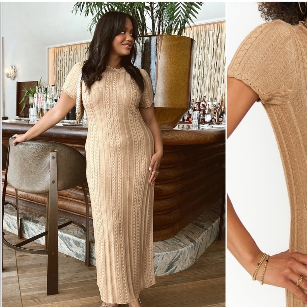 NWT Show Me Your Mumu Valleta Midi Dress Gold Shimmer Knit